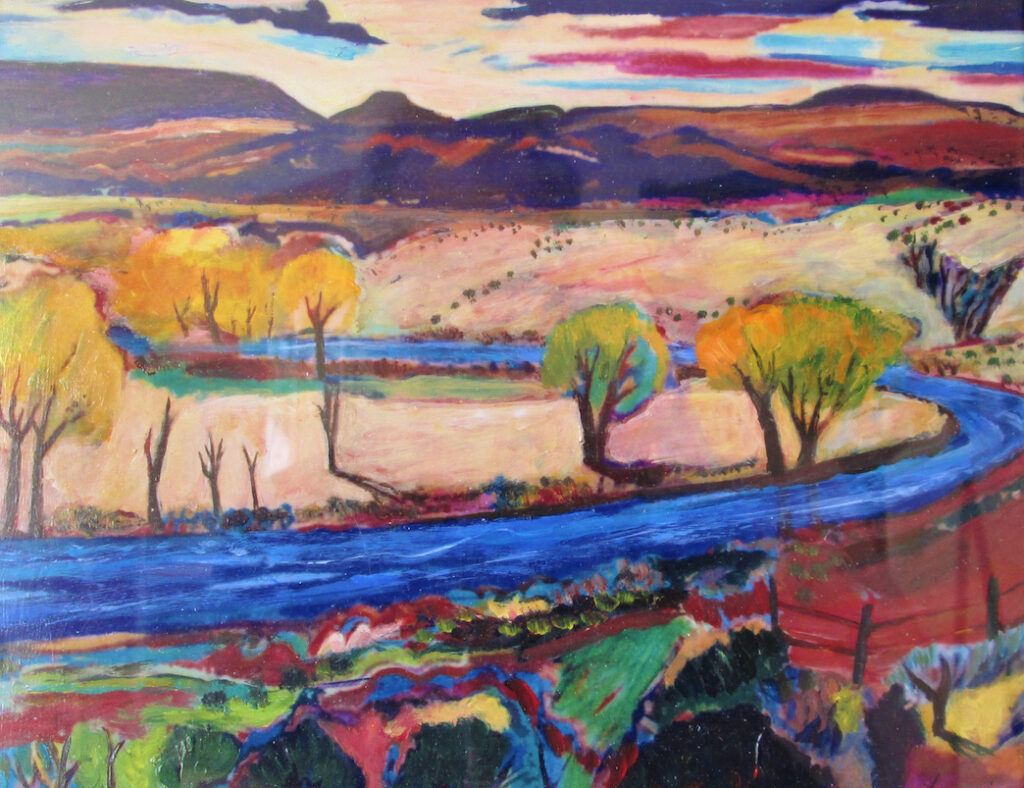 Reg Loving: Autumn Along the Chama River with Distant Pedernal